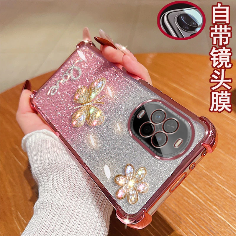 适用华为nova14活力版手机壳TYR-AL00镶钻蝴蝶镜头全包防摔套女款