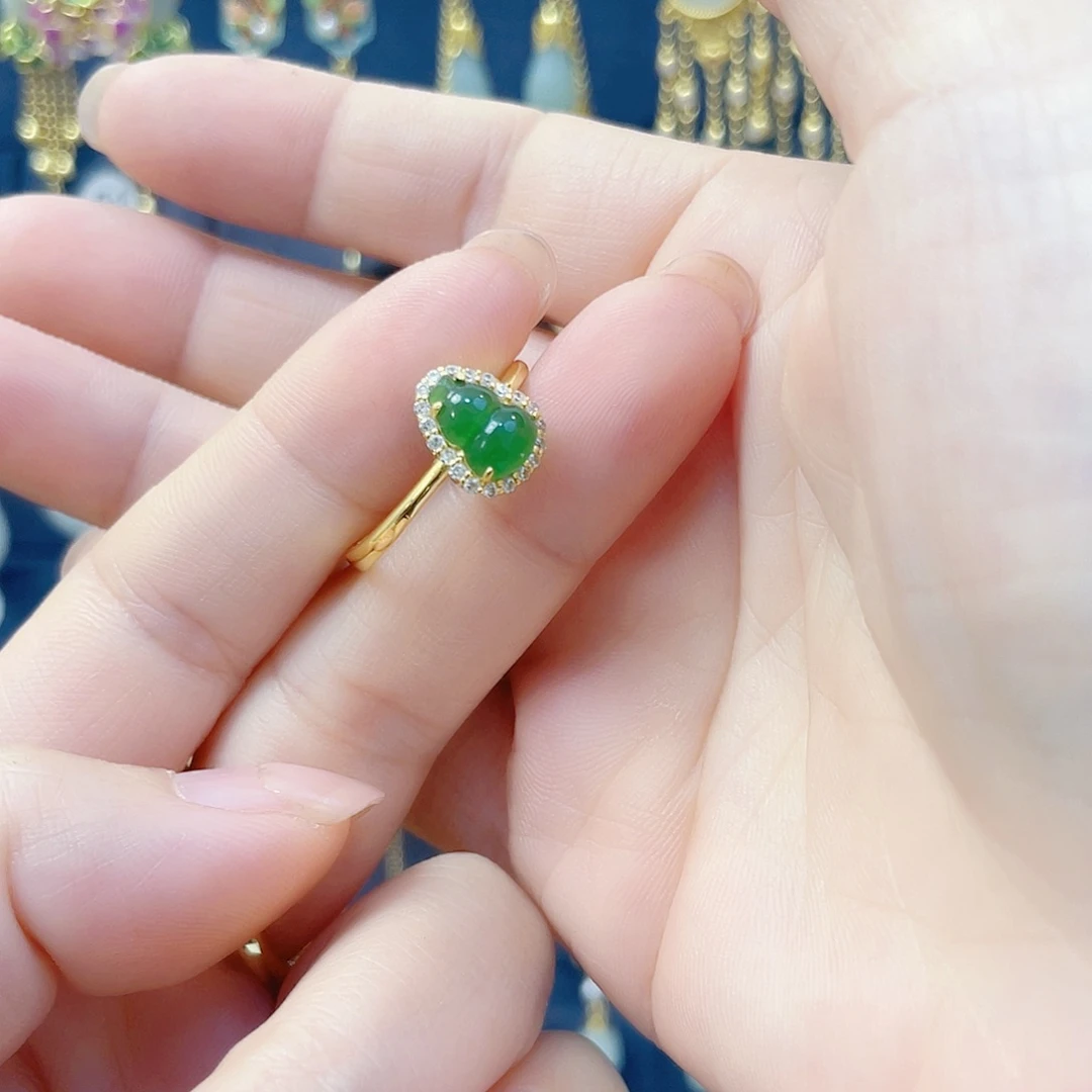 和田玉银S925镀金镶嵌戒指