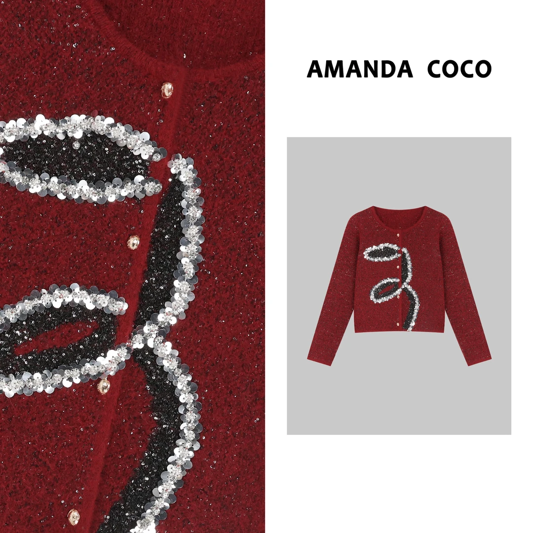 彩彩 # 设计师~高定亮片气质毛衣