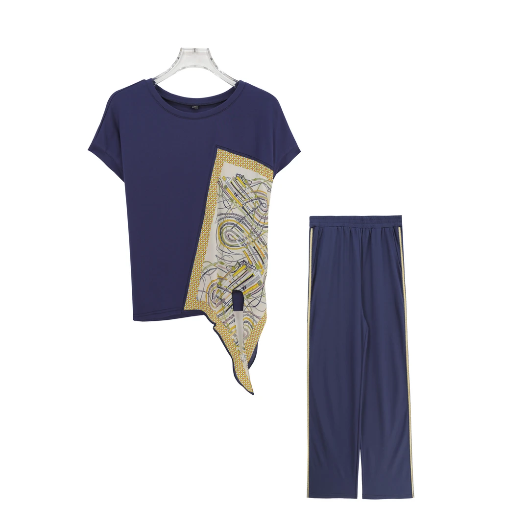 百搭设计感小众T恤宽松长裤套装Z316