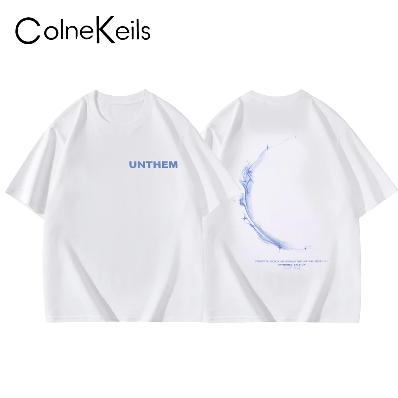 Colne Keils【月上情人】7A抗菌夏季宽松情侣短袖潮流百搭T恤T6006