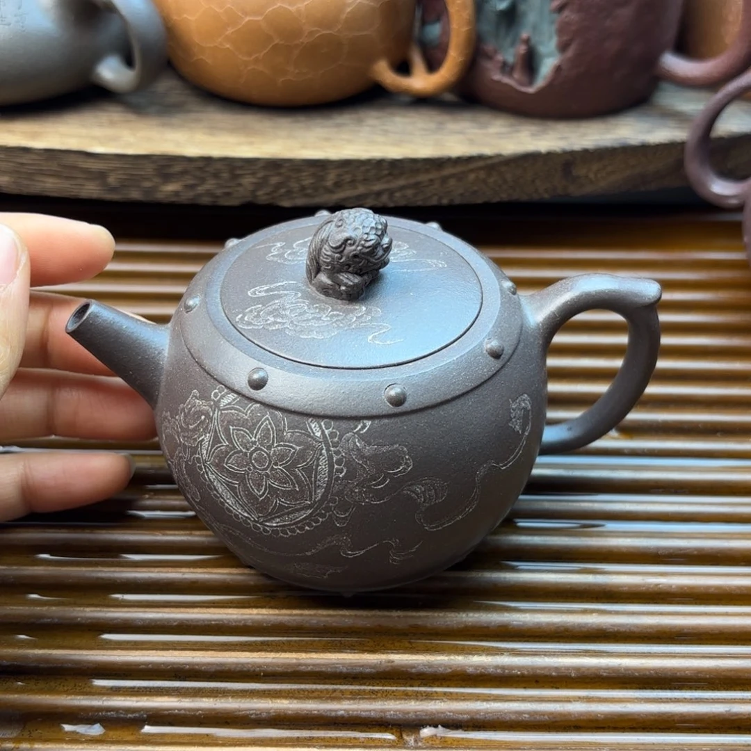 茶壶紫砂石鼓天青泥160c c