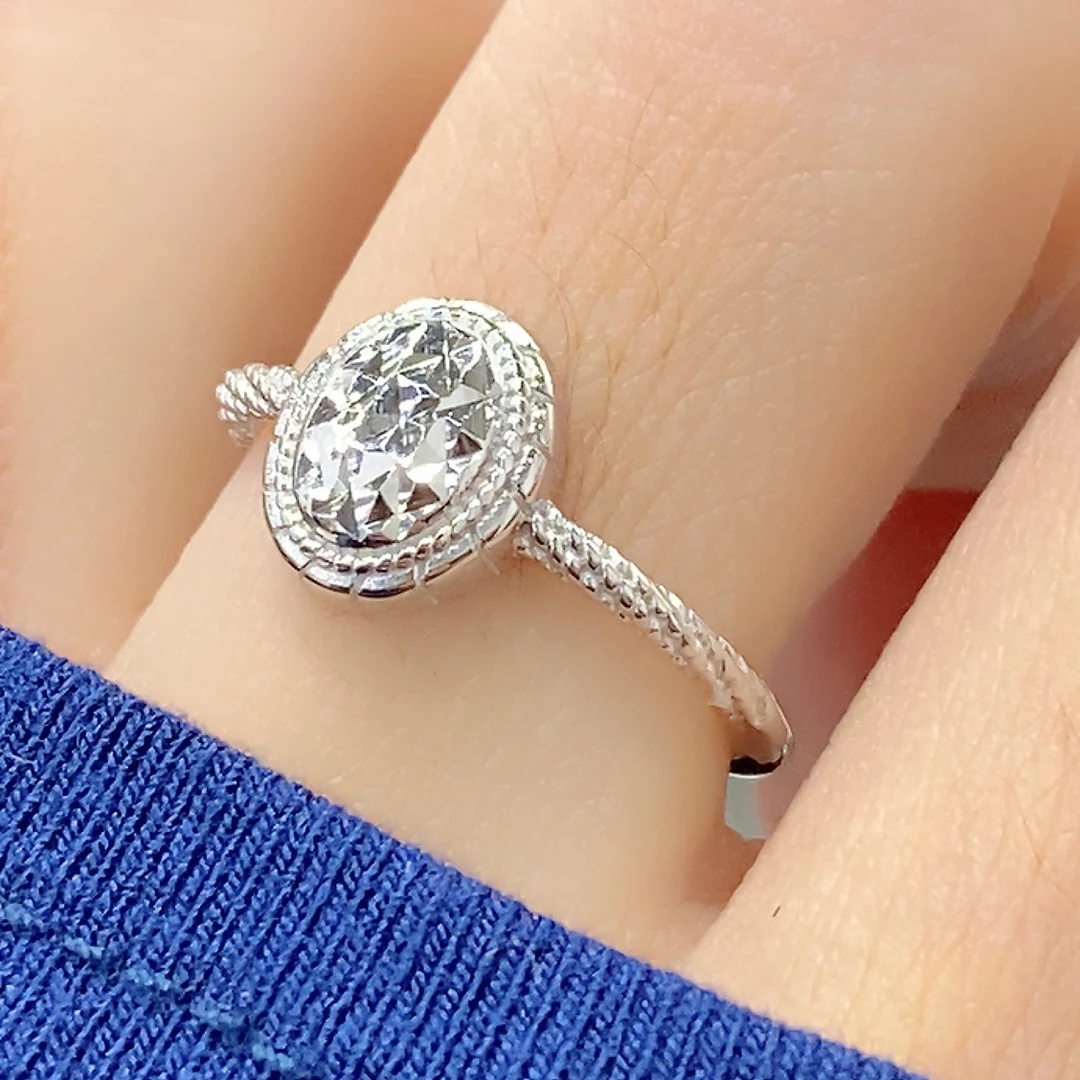 925银戒指 新款小众《璀璨星空》波光粼粼椭圆戒指