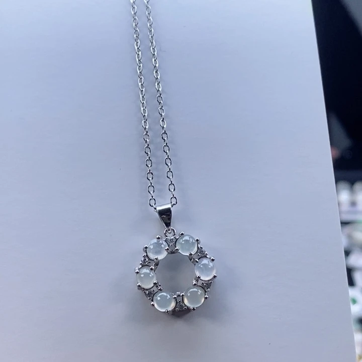 翡翠颈饰银S925镶嵌吊坠