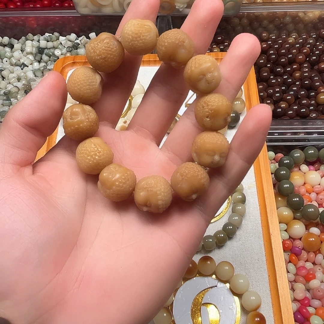 安***茶手串菩提根/象牙果瑕疵宝宝佛一串 有裂