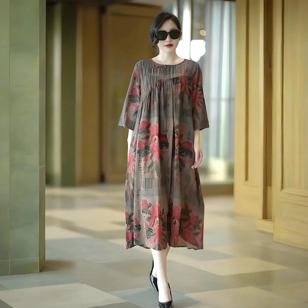 新款时尚轻奢宽松气质显瘦连衣裙25106