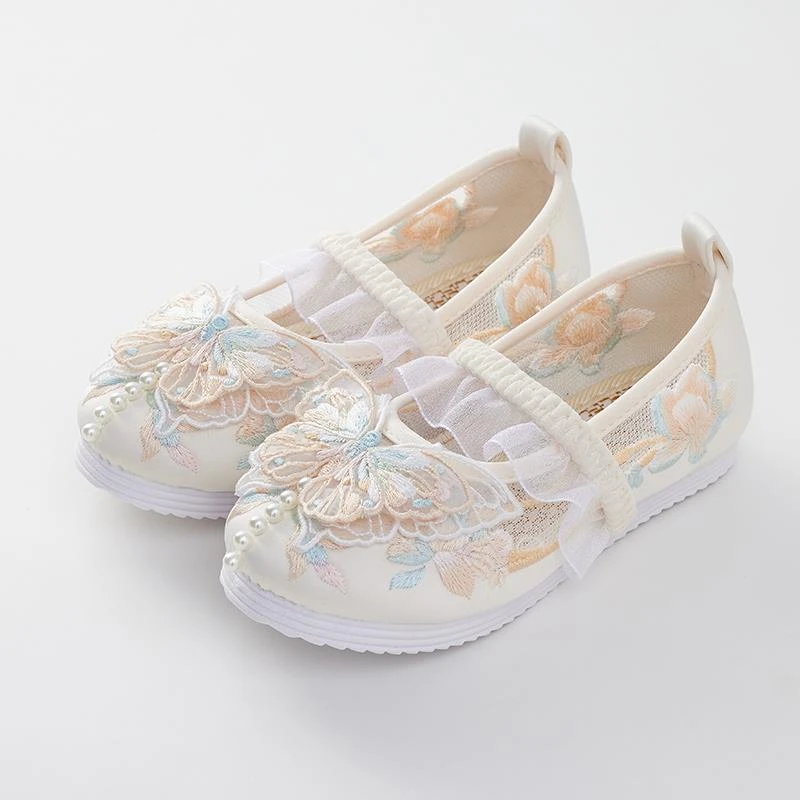 FAVMARTHA女童古风汉服鞋子儿童绣花鞋民族宝宝古装老北京布