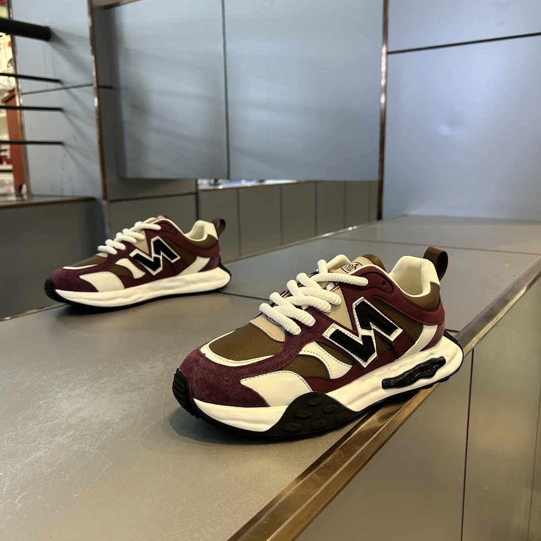 【文麒潮鞋】秋季新款男鞋皮面拼接厚底轻奢百搭时尚韩版潮流休闲鞋