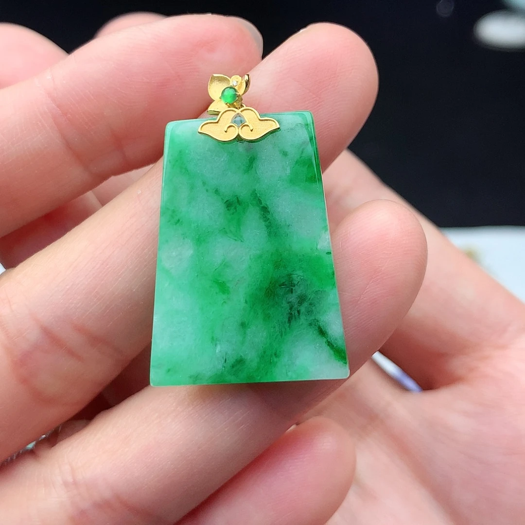 翡翠18K金镶嵌吊坠(不含链)