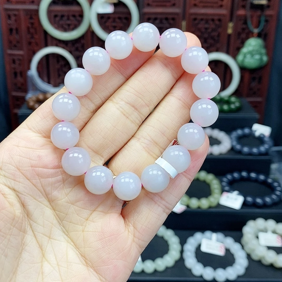 和田玉手串未镶嵌藕粉12