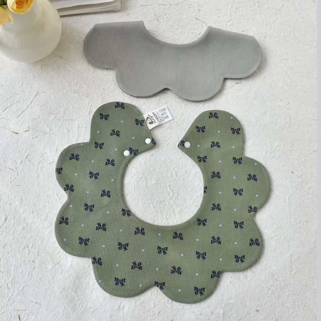 [057]高定高定婴儿口水巾花瓣围兜新生儿防吐奶柔软透气围嘴