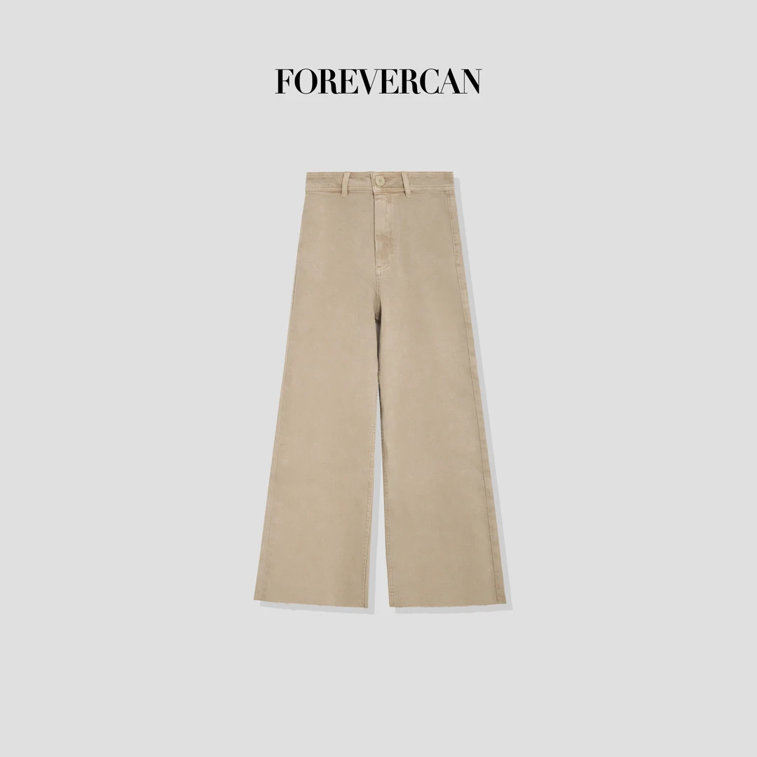 FOREVERCAN“曼彻斯顿”复古高腰阔腿直筒牛仔裤 SP19160