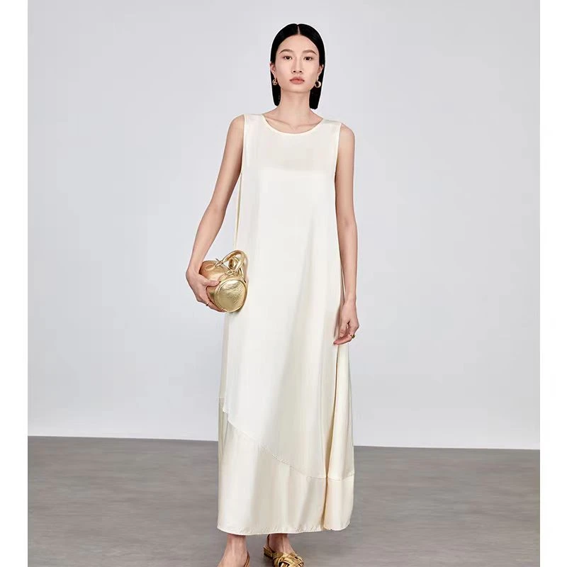 [品牌撤柜1折抢] 法式缎面拼接连衣裙