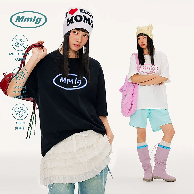 Mmlg7A抗菌吸湿2025夏季新品发泡印花纯棉男女同款短袖t恤FQT022