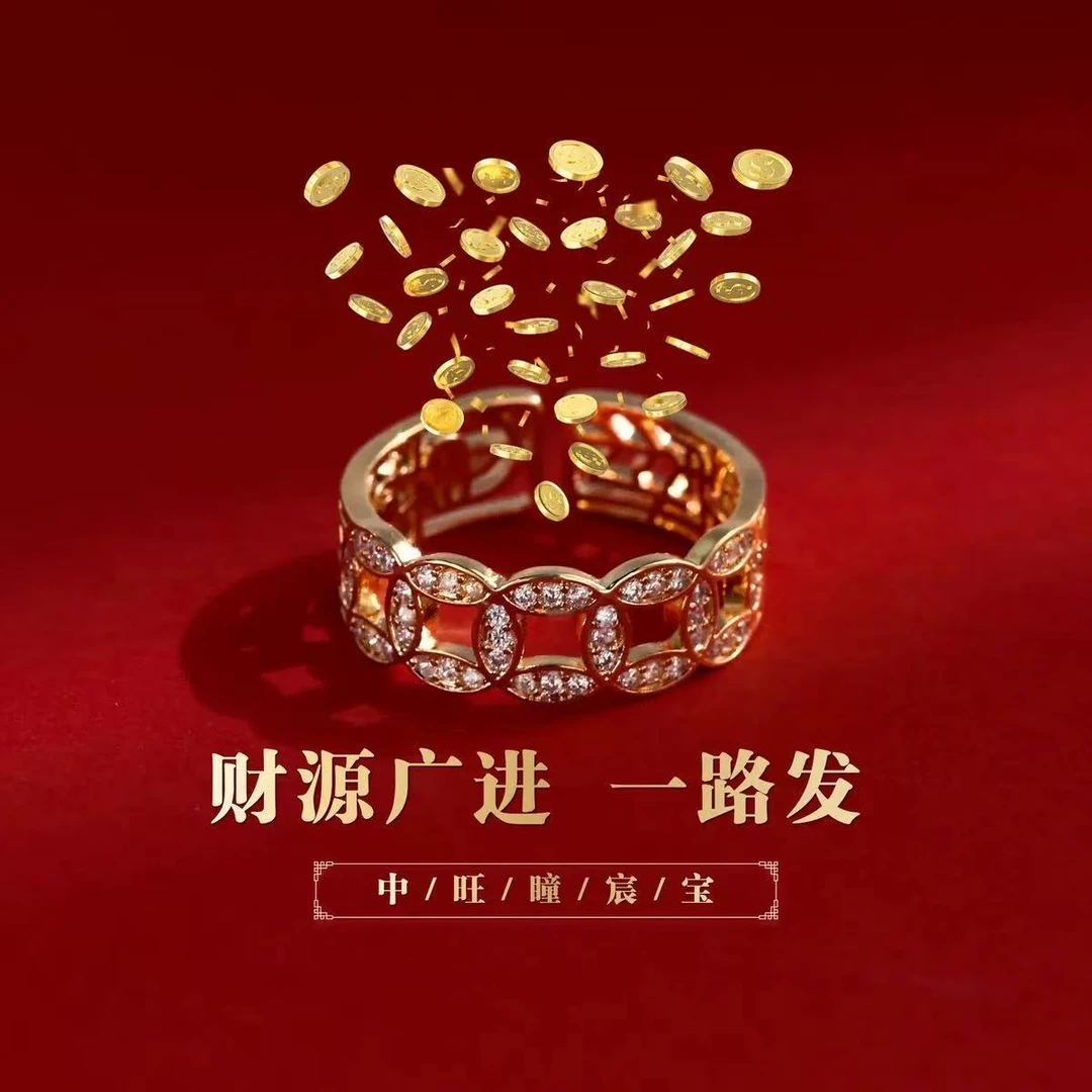 福禄如意铜钱戒指2025太岁五福指环高级感个性百搭精致饰品时尚