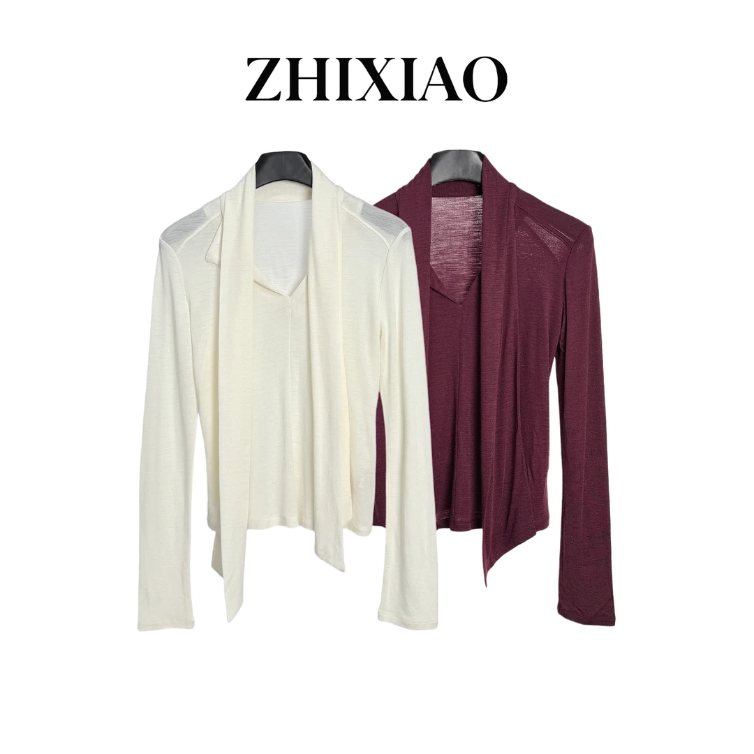 【ZHIXIAO】秋冬新款：绑带长袖上衣232162