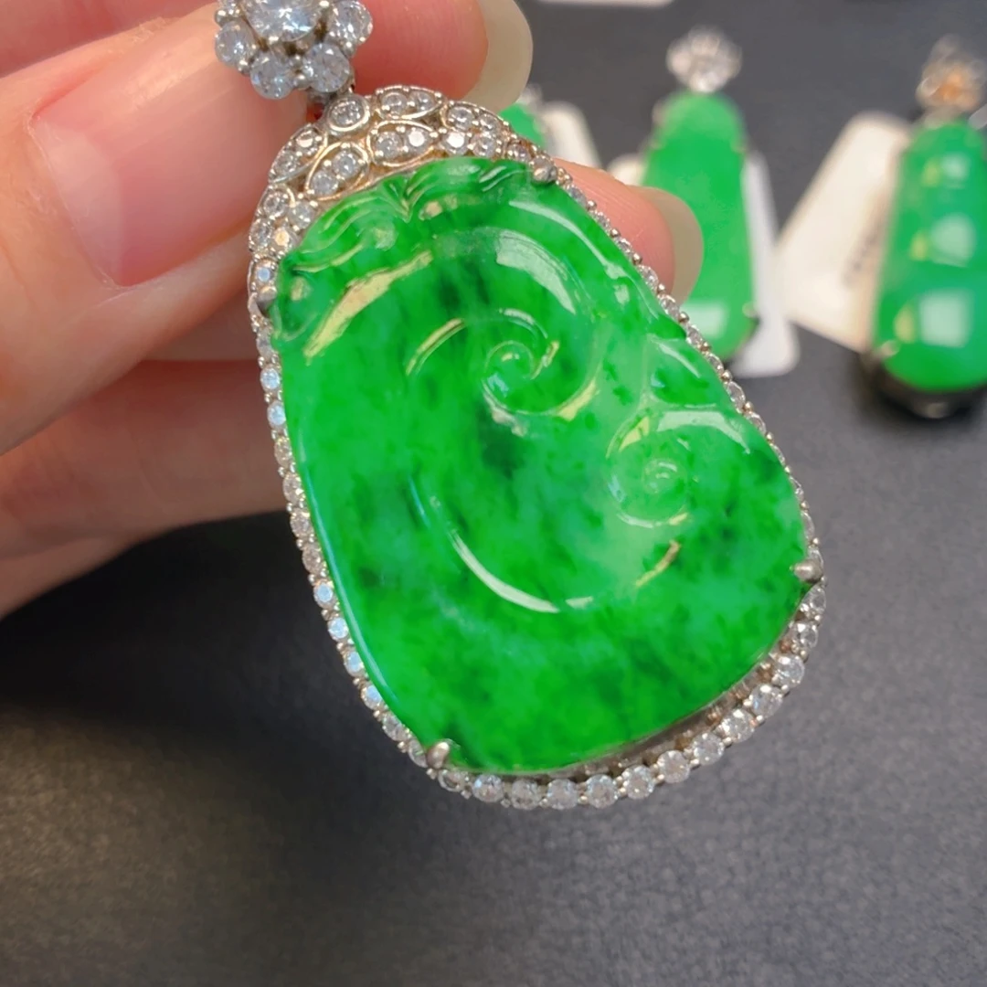 翡翠银S925镶嵌吊坠(不含链)