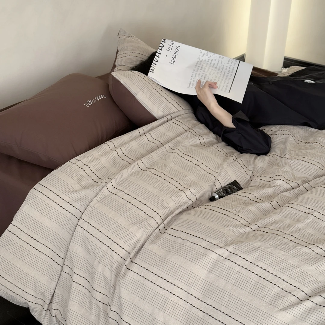 清梦星河丨复古侘寂风日本色织大提花床单全棉床上四件套被套被罩