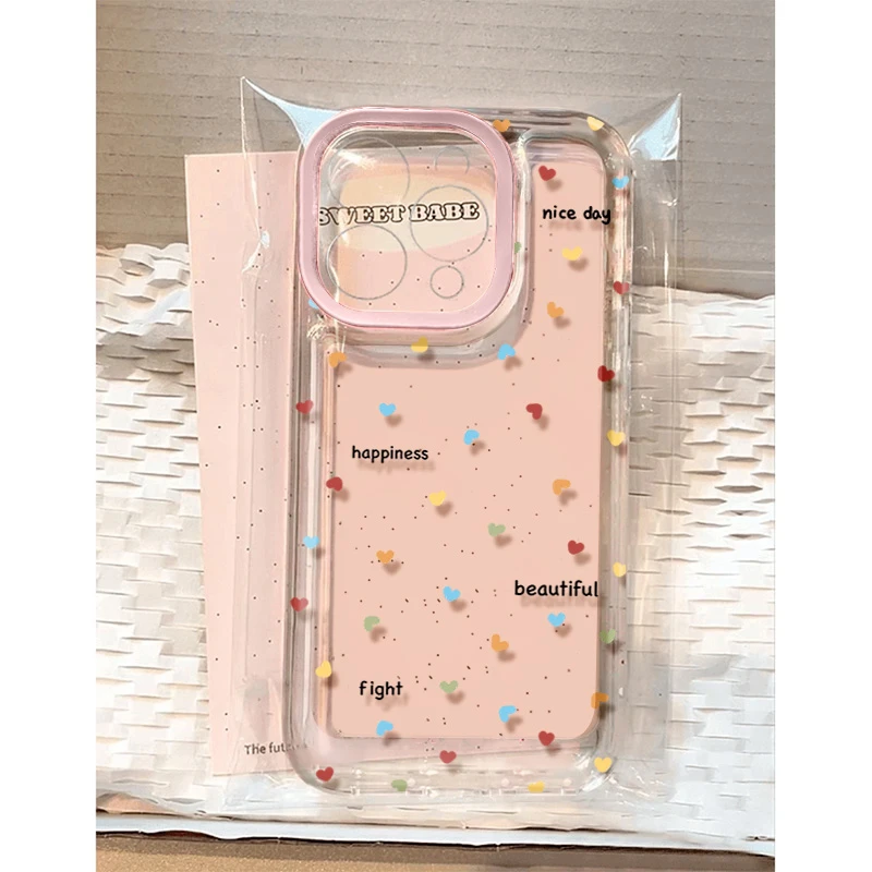 满屏彩色爱心适用苹果16 15手机壳iPhone13promax防摔14 12男女xr