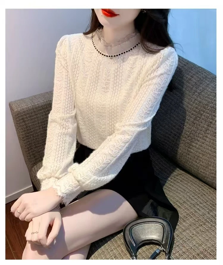 2025秋冬季新款T恤时尚打底衫减龄小衫重工别致木耳领上衣女洋气