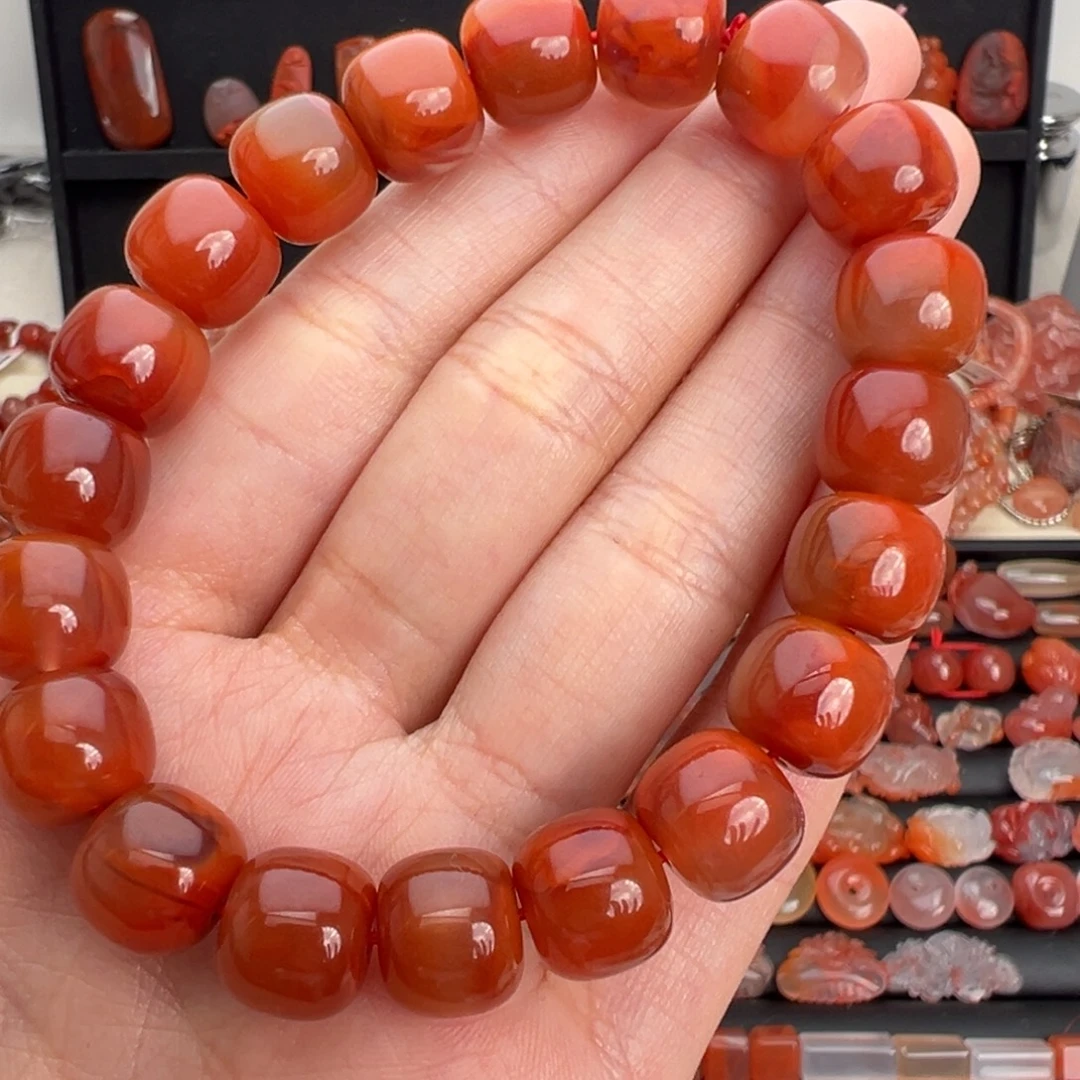 南红玛瑙未镶嵌颈饰火焰老型单圈卡11+