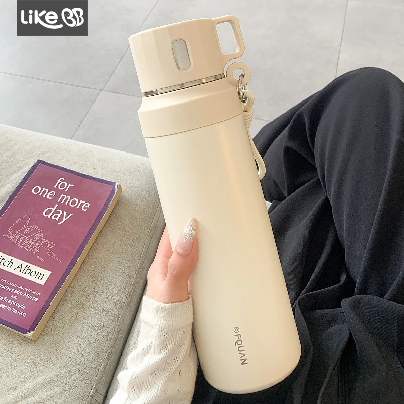 简约大容量保温水杯女新款2025带盖女士办公室泡茶不锈钢杯子男生