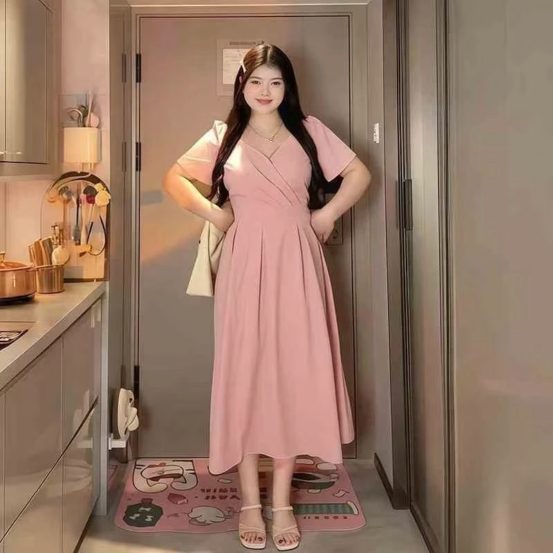 【罗曼史月光】初秋大码法式赫本风气质收腰显瘦连衣裙