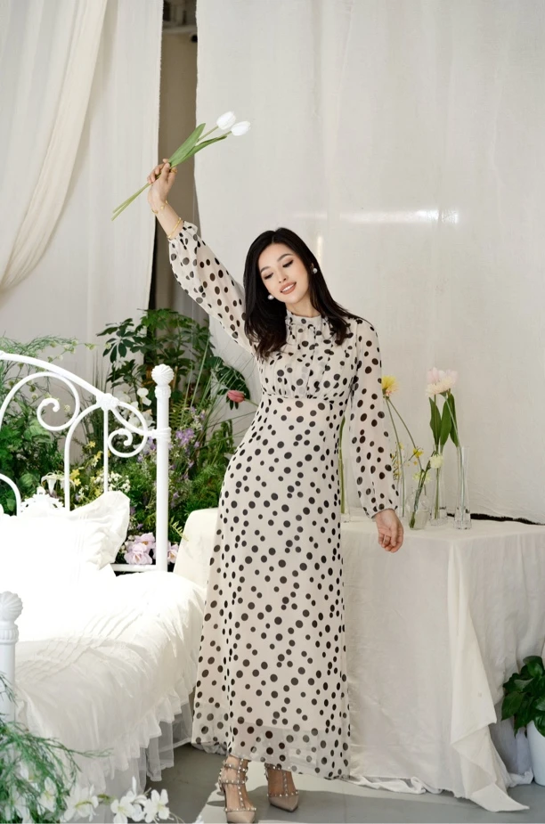 【MAYSAR】时尚法式波点连衣裙