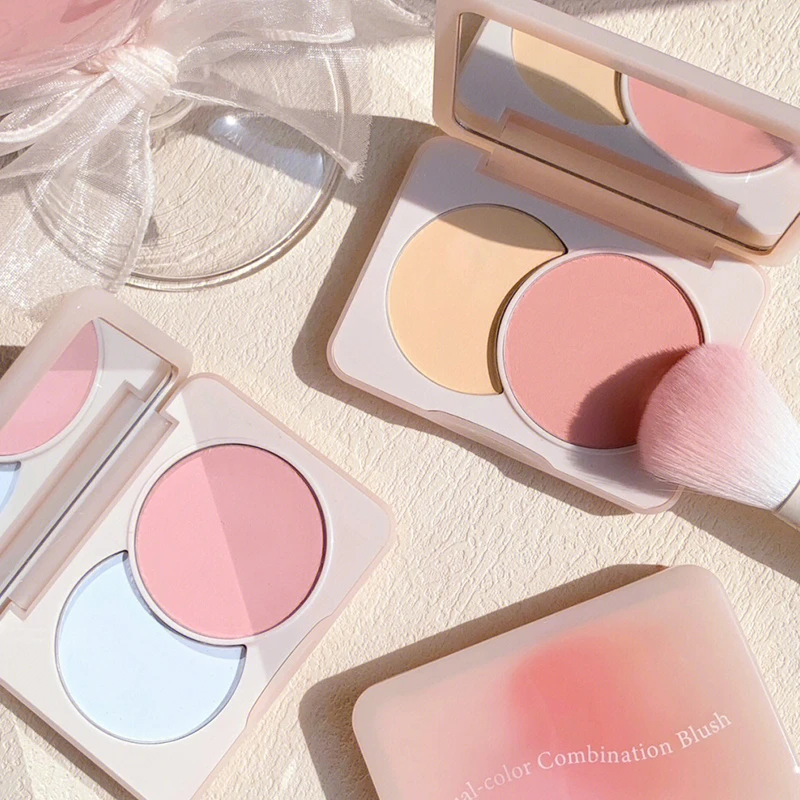 脸蛋嘭嘭又显白！双色腮红盘膨胀色腮紫腮蓝晒红女收缩色自然晒红