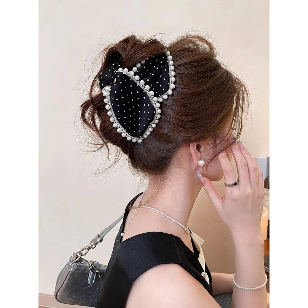 珍珠波点头发抓夹女高级感2025新款后脑勺盘发夹子鲨鱼发夹头饰