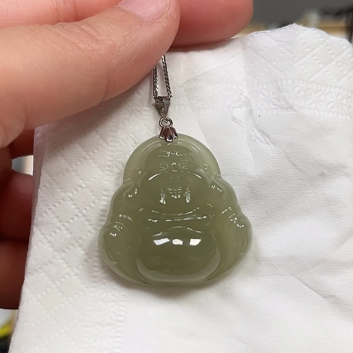 和田玉颈饰银S925镶嵌