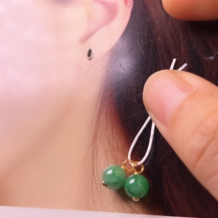 是***t翡翠18K金镶嵌耳饰耳坠