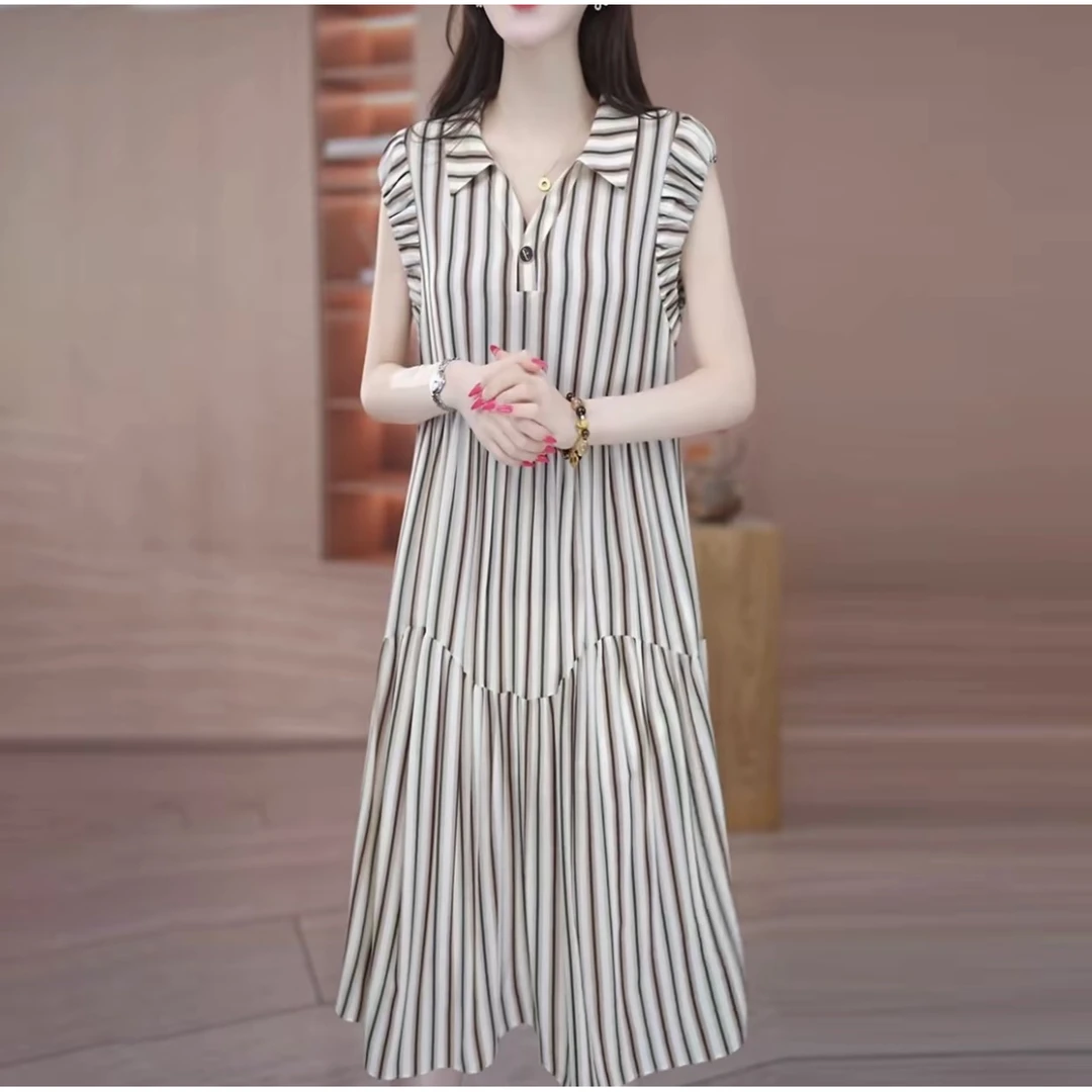 2025夏季新款时尚气质显瘦遮肉减龄温柔中长款连衣裙