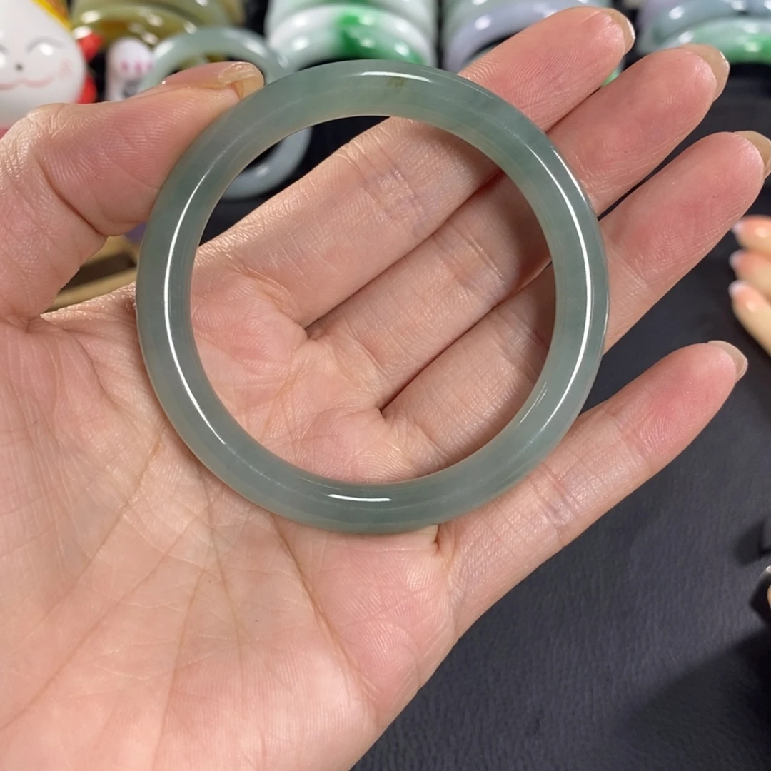 f***y翡翠未镶嵌手镯天然翡翠手镯圆条51.5