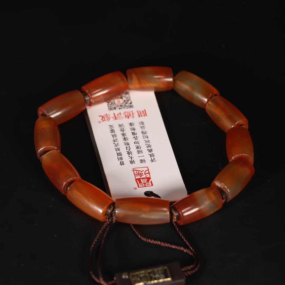 Lot22 清代 红玛瑙管珠手串