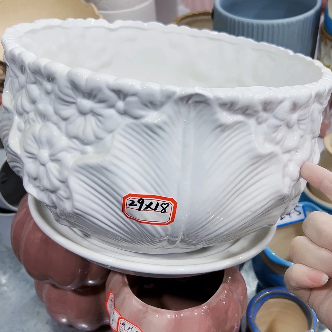 有孔外贸尾单陶瓷花盆凑单10米包邮