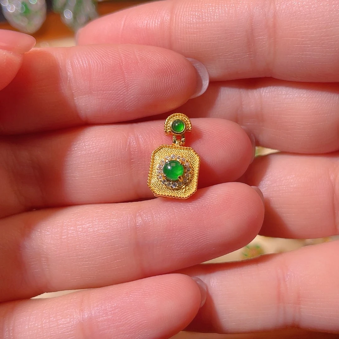 翡翠吊坠(不含链)银S925镶嵌