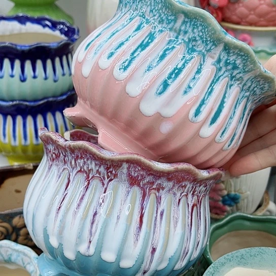 多肉绿植陶瓷花盆9.9包邮，有空