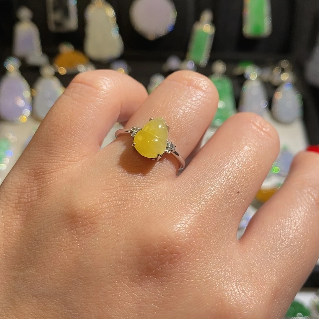 翡翠戒指银S925镶嵌天然翡翠