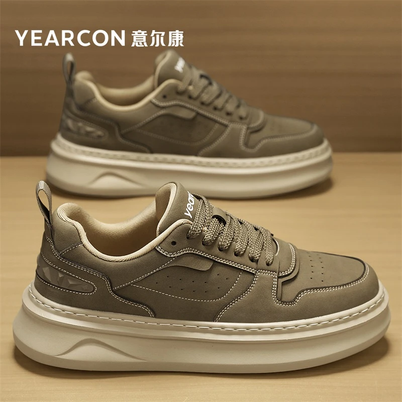 意尔康男士高端休闲鞋2025新款的鞋子潮鞋百搭小众设计感板鞋男