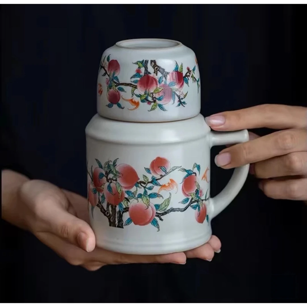 黄汝窑九桃热水瓶(壶+杯)D31