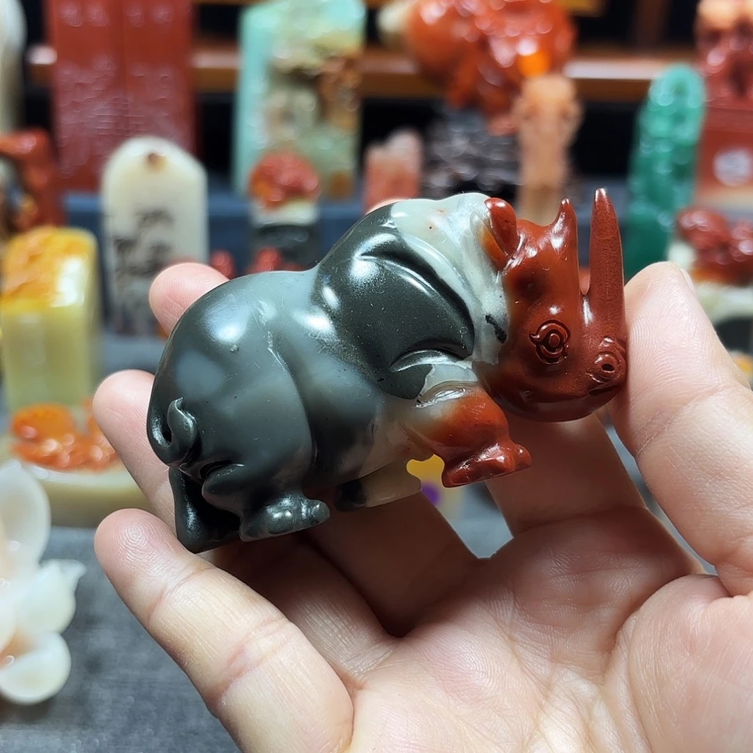 寿山石印石牛气冲天8