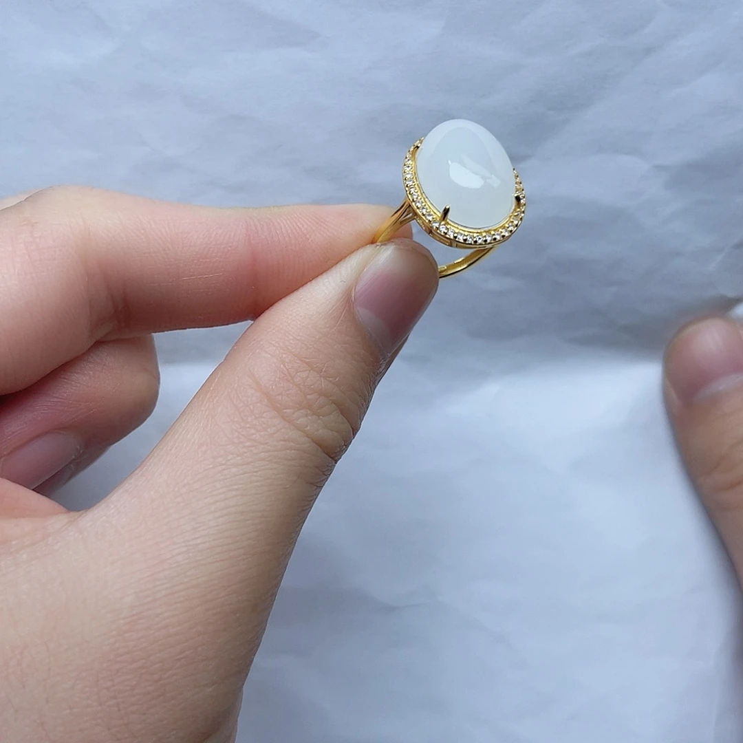 和田玉戒指06银S925镶嵌