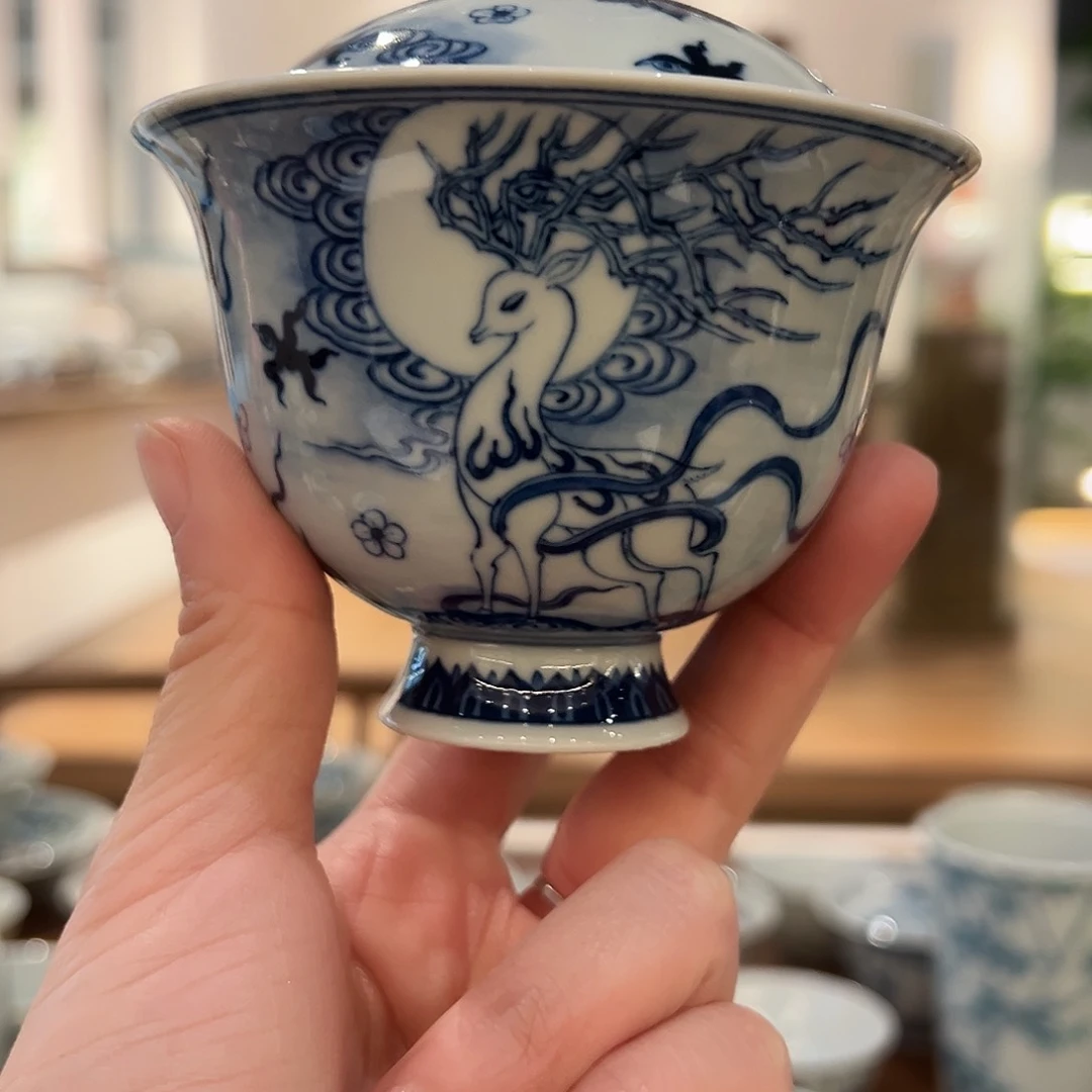 葡*祖钟家窑国风孤品九色鹿盖碗