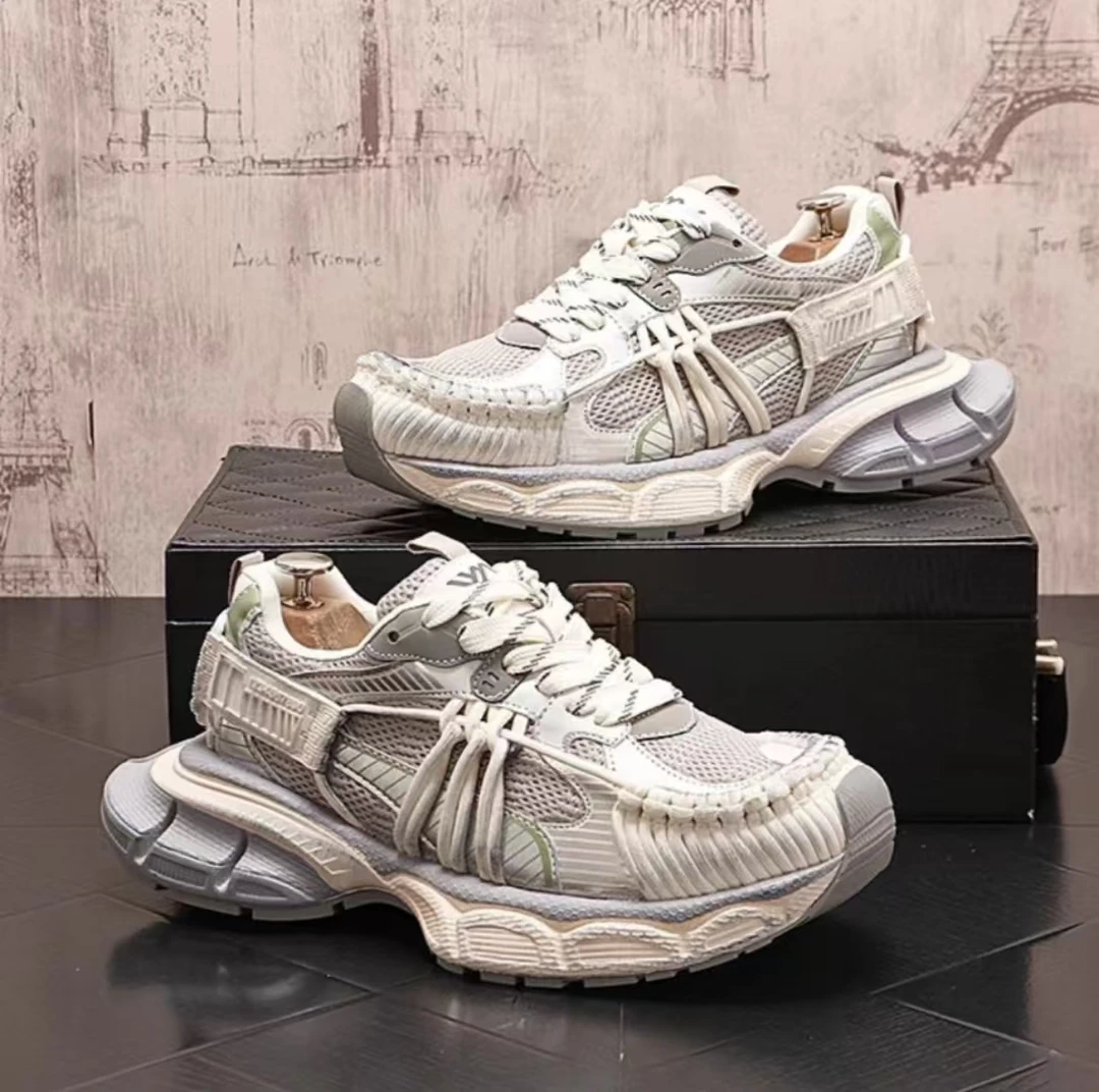 A6881夏季时尚休闲透气百搭网面软底厚底增高个性男士老爹鞋