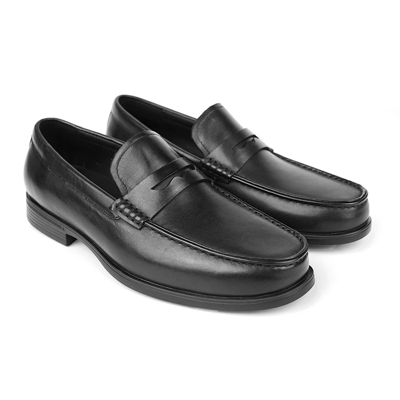 PLANET SUNNY英伦风商务休闲皮鞋男士真皮单鞋黑色时尚透气软底鞋