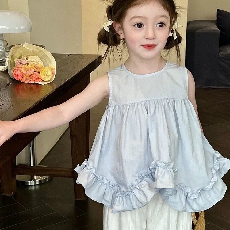 童泰【断码清仓】女童套装2025夏季新款女宝宝不规则荷叶边上衣娃娃