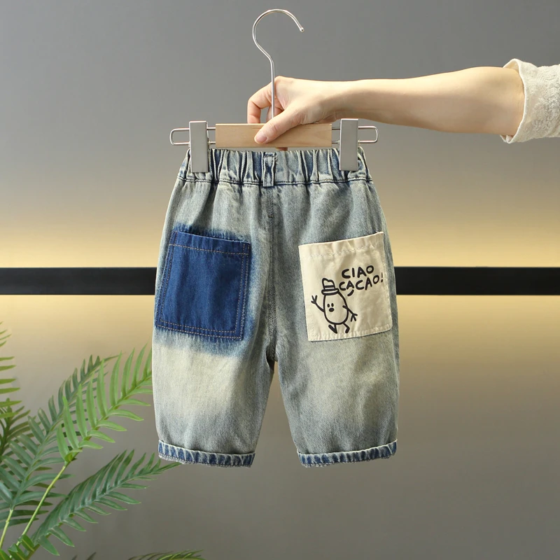 儿童牛仔裤男童裤子夏季薄款短裤中裤洋气休闲宝宝薄款宽松小童潮