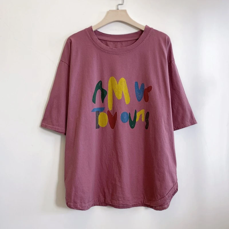 年轻中年妈妈装夏季显瘦大码简约休闲短袖棉T恤2025新款YX105646