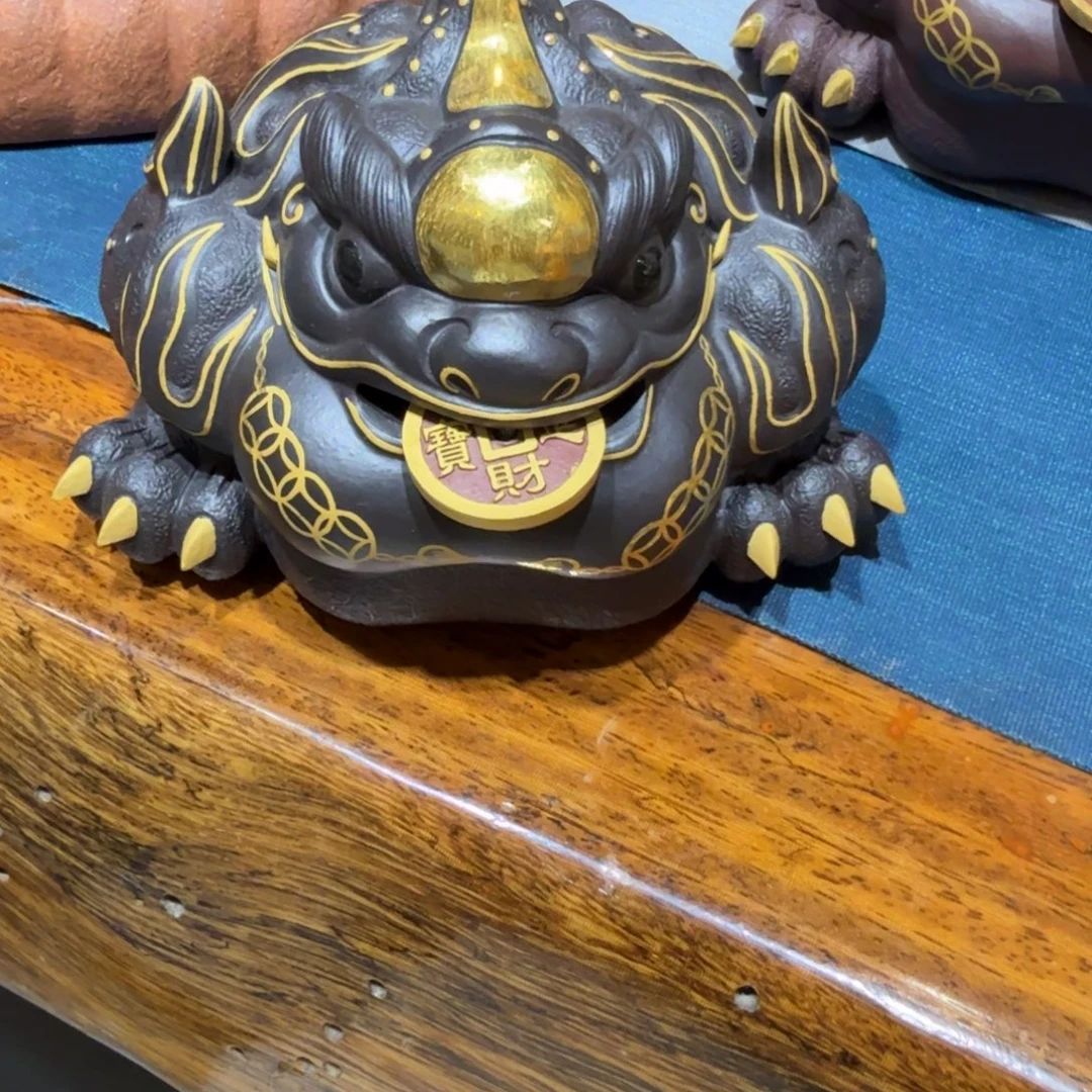 藏***锋茶宠紫砂紫砂金蝉黑泥